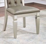 ZNTS Formal Traditional Set of 2 Dining Chairs Champagne / Warm Grey Solid wood Leatherette Cushion B011106629