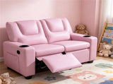 Pink 2Seater Kids Recliner Loveseat, Adjustable Double Toddler Sofa with Cup Holders & Storage 51633070