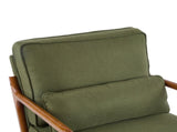 Mid-Century Oak Accent Chair - Green Upholstered Single Lounge Chair with Sturdy Wood Frame, Indoor 06333569