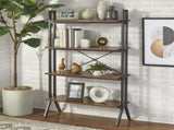 Connection 4-Tier Medium Wood Bookshelf, Walnut Finish for Adults 68037359