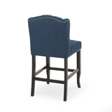 Vienna Contemporary Fabric Tufted Wingback 27 Inch Counter Stools, Set of 2, Navy Blue and Dark 64855.00NBLU