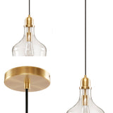 Bell Shaped Hanging Glass Pendant Light Gold/Clear Dia.9" B03597663