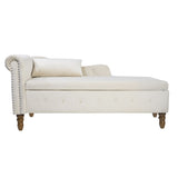 ZNTS Beige Chaise Lounge Indoor,Velvet Lounge Chair for Bedroom with Storage & Pillow,Modern Upholstered W1170100896