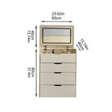3-in-1 Vanity Desk with Mirror And Lights, Small Vanity Desk Set with Visible Glass Tabletop, 3 T3685P338702