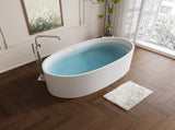 65" Freestanding Solid Surface Bathtub, Stone Resin Freestanding Bath Tub with Overflow and Pop-up W1573P180444