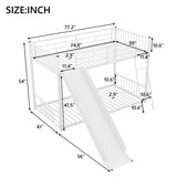 ZNTS Metal Bunk Bed with Slide, Twin over Twin, White MF285671AAK