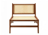 Mid-Century Modern Rattan Accent Lounge Chair, Armless Cane Woven Low Profile Leisure Chair for W3101P555213
