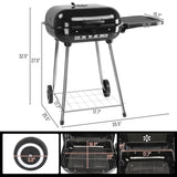 ZNTS 28" Portable Charcoal Grill with Wheels and Foldable Side Shelf, Large BBQ Smoker with Adjustable 33449363