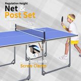 ZNTS 6ft Mid-Size Table Tennis Table Foldable & Portable Ping Pong Table Set for Indoor & Outdoor Games 88950035