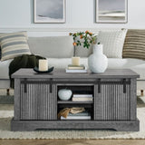41.3 Inch Coffee Table Storage and Sliding Wood Door, Farmhouse and Industrial Cocktail Table W1781P268254