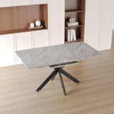 62.4" Extendable 78.15"Very large Grey Dining Table Modern Mid-Century Kitchen Table Set for Dining 25524818