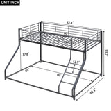 ZNTS Metal Floor Bunk Bed, Twin XL over Queen, Black MF309470AAB