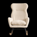 Modern Rocking Chair with High Backrest,Teddy Material Comfort Arm Rocker, Lounge Armchair for W244134105