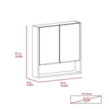 Jaspe Mirror Cabinet, Three Internal Shelves, One Open Shelf, Double Door Cabinet -White B20091916