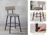 Bar Table Set with 2 Bar stools PU Soft seat with backrest, Grey, 43.31'' L x 15.75'' W x 35.43'' H. 50606660