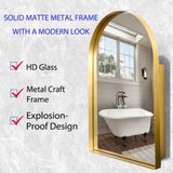 24x36 Inch Arched Recessed Medicine Cabinet, Metal Framed Bathroom Wall Cabinet with Mirror and W1435P182923