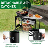 ZNTS Portable Charcoal Grill with Cart, BBQ Charcoal Grill with Porcelain-Enameled Lid & Slide Out Ash 02203572