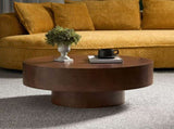 31.49''Faux Burl Wood Pattern Decal Coffee Table with Sturdy Pedestal for Living Room Office W876P362403