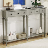 TREXM Entryway Table with 4 Drawers, Retro Console Table with Open Shelf for Entryways, Living N715P202860E