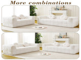 84.6-inch Modern Boneless Couch with Two Circular throw pillows,Skin-friendly lychee-textured W834P366230