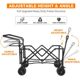 Collapsible Wagon 140L Wagons Carts Foldable with Removable Canopy, Folding Wagon Cart with Wheels T3060P247149