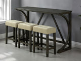 Brown Dining Room 4pc Set Functional Unique Dining Table w USB 3x Stools Tufted Beige Seats Kitchen B2741P301926