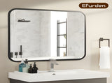 Black Bathroom Wall Mirror for Over Sink 40" 32" Rectangle Vanity Mirror with Round Corner for 65150243