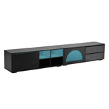 ON-TREND Modern TV Stand with Fluted Glass Door for TVs Up to 100", Media Console with Sliding Door N721P198932B