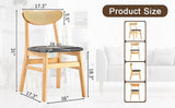 Cozy Natural Wood Color Rubberwood Dining Chair Set - 2 Pieces, Solid Wood and Rattan-Style Design, W1512P355738