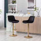 Chrome Footrest and Base Swivel Height Adjustable Mechanical Lifting Velvet Golden Leg Simple Bar W124956165