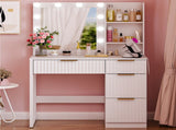 White particleboard with a melamine finish, 4 drawers, 2 shelves, dressing table with 10 three-tone 22257445
