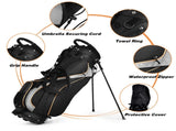 Water-Resistant Golf Stand Bag - 420D Nylon, 3-Way Dividers7 Zipper Pockets, Black 89060465