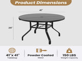 Round Dining Table, 41" Round Patio Table Wood-Like Grain with 1.57" Umbrella Hole, Metal T3623P504736