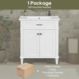 ZNTS 30-inch bathroom vanity with ceramic basin, soft close door and adjustable shelves N729P173380K