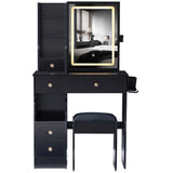 Small Size Left Drawer Desktop Vanity Table Cushioned Stool, 2 AC2 USB Power Station, Hair dryer W936P202460