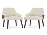 Indoor Dining Chair Set of 2, Beige & Brown Two-Tone Fabric Armchair with Sturdy Frame, Modern N779P370716L