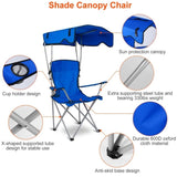 Foldable Beach Canopy Chair Sun Protection Camping Lawn Canopy Chair 330LBS Load Folding Seat w/ Cup 09343235