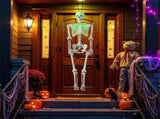 5.5ft Life-Size Pre-Lit Halloween Skeleton - Built-In Green LED Lights , Fully Poseable 34901388