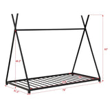 Metal Twin Size House Platform Bed with Triangle Structure, Black WF307193AAB