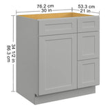 30 in. W x 21 in. D x 34.5 in. H in Shaker Grey Plywood Ready to Assemble Floor Vanity Sink Base T3210P282889