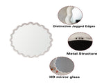 White Scalloped Round Wall Mirror, Wavy Frame for Living Room/Bedroom/Bathroom Decor W3081P391521