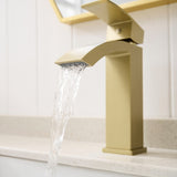 Brushed Gold Bathroom Faucet,Faucet for Bathroom Sink, Single Hole Bathroom Faucet Modern Single W1932P288150