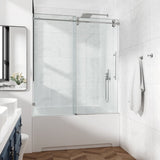 60*76"Fixed & Sliding Shower Door, Round Tube Hardware, Clear Glass Shower Door, 3/8 SGCC T3177P320602