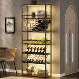 ZNTS LED Tall Wine Rack Freestanding Floor, 7-Tier Wine Baker Rack With Glass Holder & Wine Storage, WF322558AAB