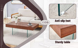 Walnut Colored MDF Coffee Table - 39.3"x21.6" with Tempered Glass Legs.Density Board W1151P233516
