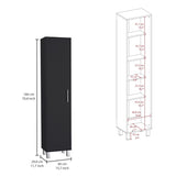 Laska 70" Tall Storage Cabinet Broom Closet with Broom Hangers,and Four Shelves Black B200P240253