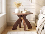 Round Side, 23.6 Inch Circular End with Curved Cross Legs, Melamine Laminated MDF Accent 72468890