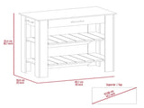 Kitchen Island 37" H, Two Open Storage Shelves, One Drawer, Four Legs,Towel Hanger, Black / Light B097132959