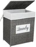 ZNTS Laundry Hamper with Lid Laundry Basket with Handles Liner Bag Paper Woven Hampers for Laundry 46613192