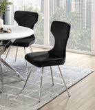 Ultra Modern Dining Furniture Set of 2 Side Chairs Black Velvet Upholstery Chrome Finish Metal Legs B011P285774